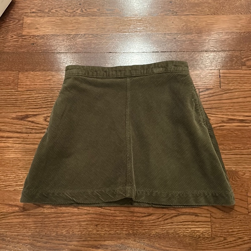 Olive green corduroy ribbed skirt